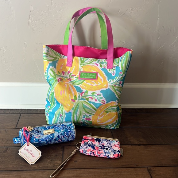 Lilly Pulitzer Handbags - Lilly Pulitzer Bundle of 3 (Tote/Cosmetics/Wristlet)